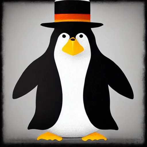 Prompt: A penguin wearing a tophat, photo, trending on artstation