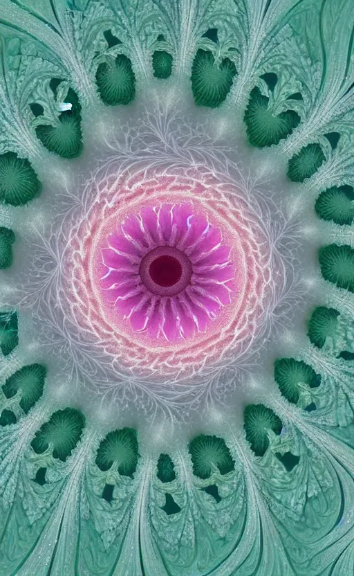 Image similar to close up of a beautiful flower with fractal pistils in the middle by Greg rutkowski