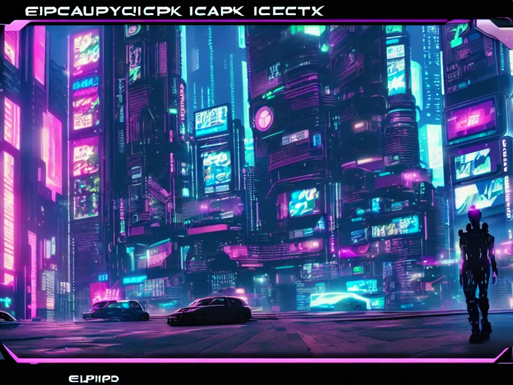 Image similar to epic card scans cyberpunk style
