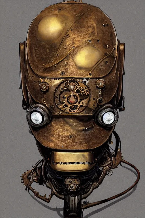 Image similar to steampunk helmet fantasy art mask robot ninja stylized digital illustration sharp focus, elegant intricate digital painting artstation concept art global illumination ray tracing advanced technology chaykin howard and campionpascale and cooke darwyn and davis jack