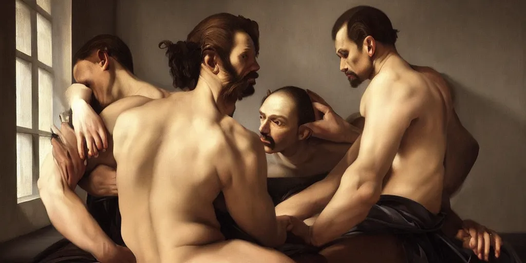Prompt: beautiful oil matte portrait painting, men in solitary confinement in caribbean jail, wonderful masterpiece highly detailed, beautiful cinematic light deep focus, elegant, digital painting, smooth, sharp focus, golden ratio, dramatic illumination, ultra realistic, 8 k, art by artemisia lomi gentileschi and caravaggio