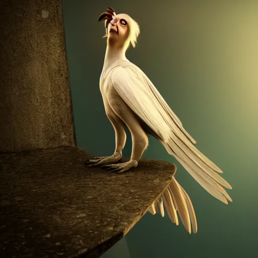 Prompt: photo of a beautiful harpy, taken by a nikon, 8k hd, sharp focus, octane render