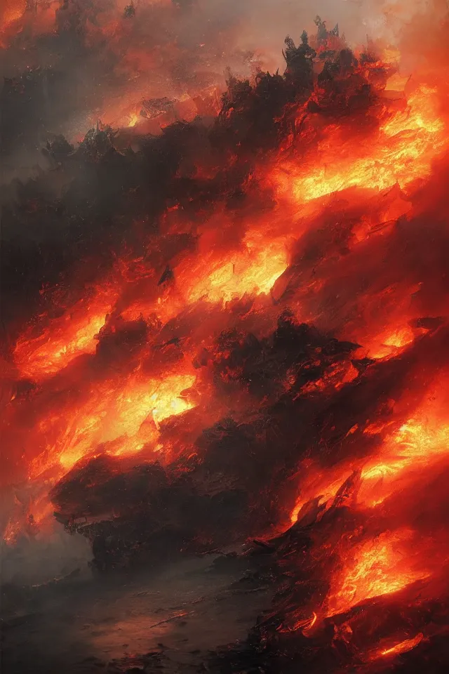 Prompt: sea of fire by ruan jia