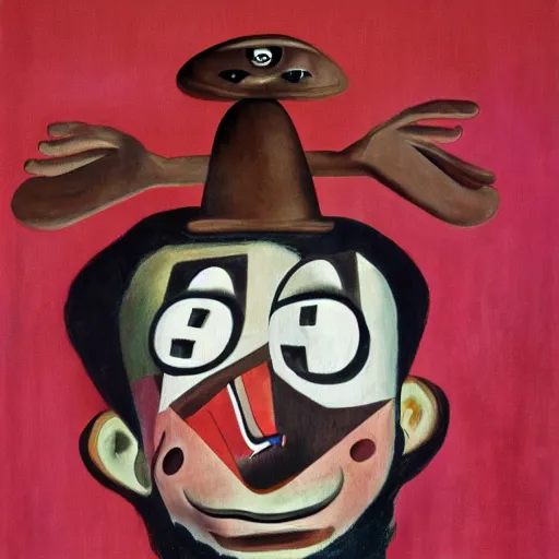 Image similar to crazy man, designed by george condo