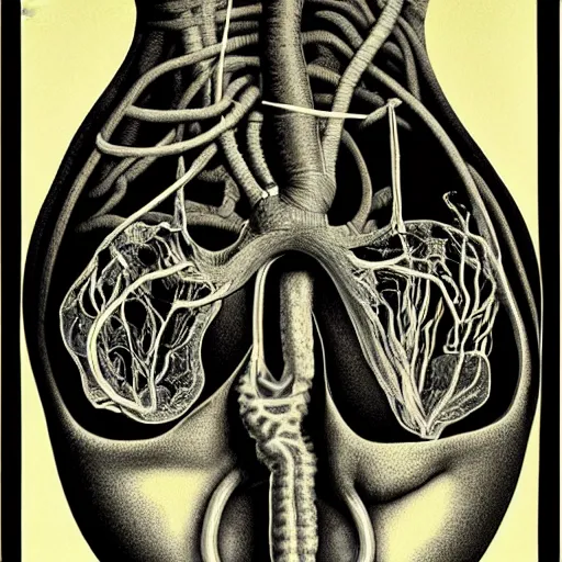 Image similar to surreal lung head anatomical atlas dissection center cut, lithography on paper conceptual figurative ( post - morden ) monumental dynamic soft shadow portrait drawn by hogarth and escher, inspired by goya, illusion surreal art, highly conceptual figurative art, intricate detailed illustration, controversial poster art, polish poster art, geometrical drawings, no blur