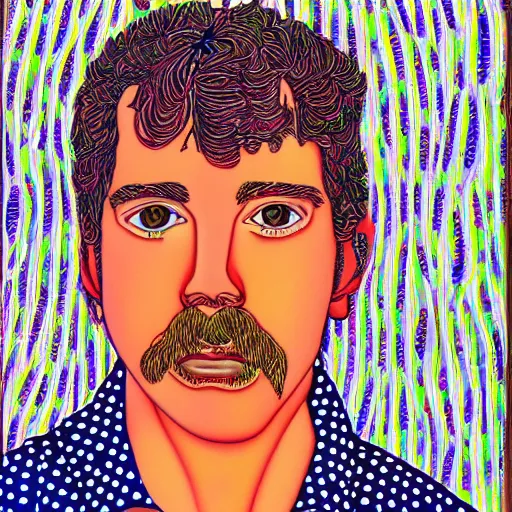 Prompt: self portrait by howard arkley