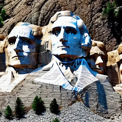 Prompt: a photo of mount rushmore after donald trump's face had been added