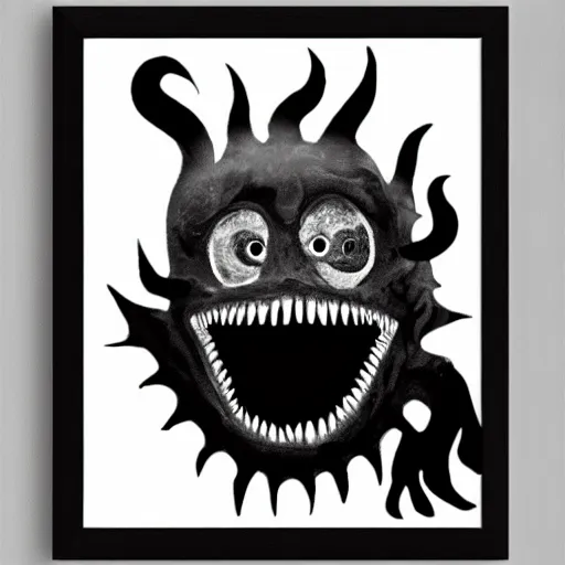 Image similar to nightmare monster, black and white