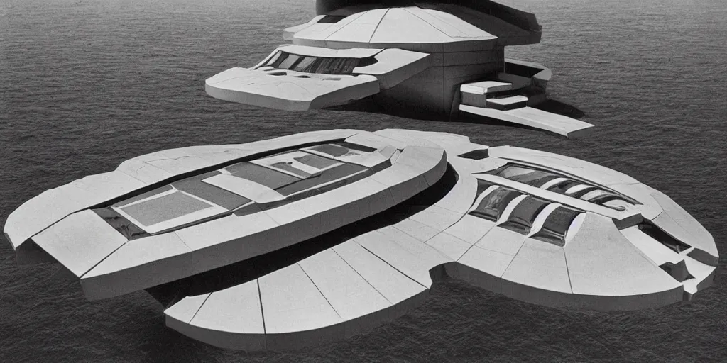 Image similar to spaceship starship battlestar by Alvar Aalto under sea