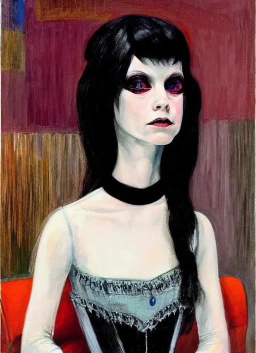 Image similar to ( ( gothic # ) ) princess portrait *. *. by wayne thiebaud * *, highly detailded,