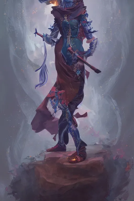 Image similar to the magician from major arcana character concept art, digital painting, mixed media, trending on artstation and deviantart, epic composition, magnum opus, highly detailed, 8 k