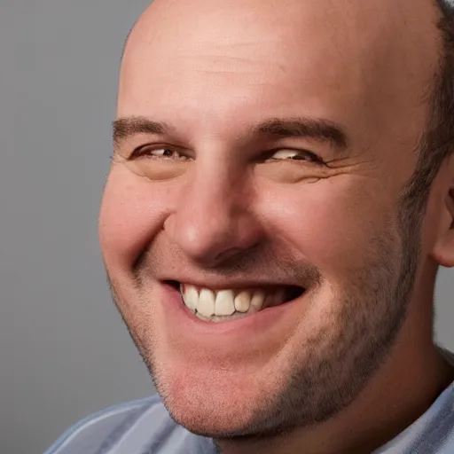 Image similar to a balding middle aged man smiling