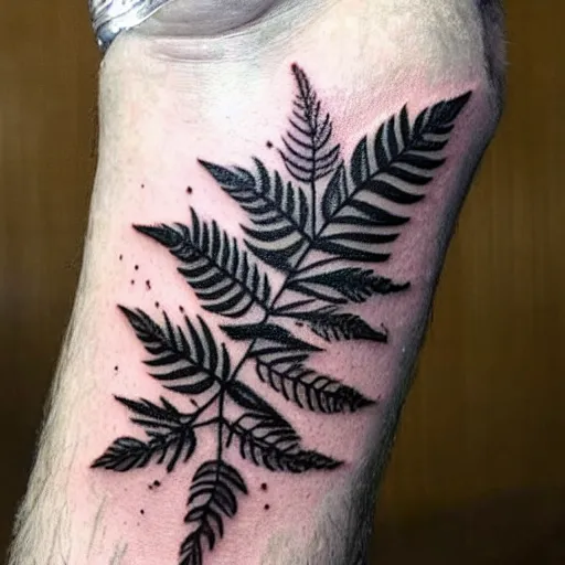 Image similar to neotraditional Tattoo of a switchblade with fern wrapping around it