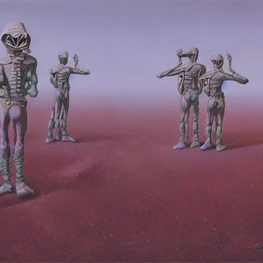 Image similar to toy soldiers in a swiderweb, zdzisław beksinski