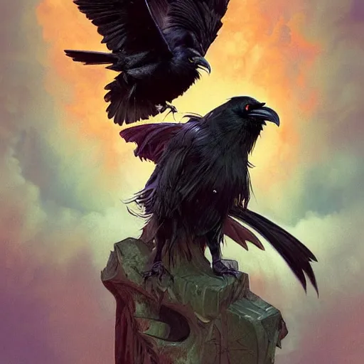 Image similar to jim carrey controlling evil ravens, demonic, evil, satanic, intricate, highly detailed, digital painting, artstation, concept art, smooth, sharp focus, illustration, unreal engine 5, 8 k, art by artgerm and greg rutkowski and alphonse mucha