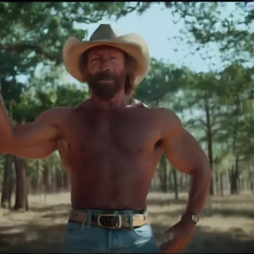 Image similar to chuck Norris in a lil Nas X video