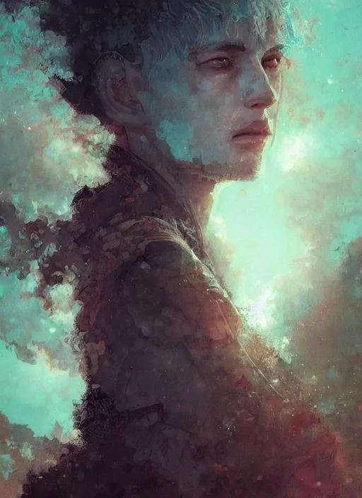 Image similar to a portrait of a character in a scenic environment by Ross Tran and by Mikalojus Konstantinas Ciurlionis