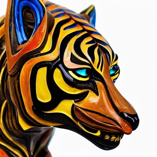 Prompt: breathtakingly cool beautiful complex stylised balinese carving ornate coloured sculpture tiger, extreme closeup, incredibly detailed, 8 k artstation