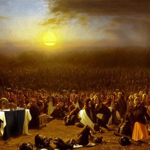 Prompt: miskatonic university sausage fest directed by christopher columbus ', painting by albert bierstadt