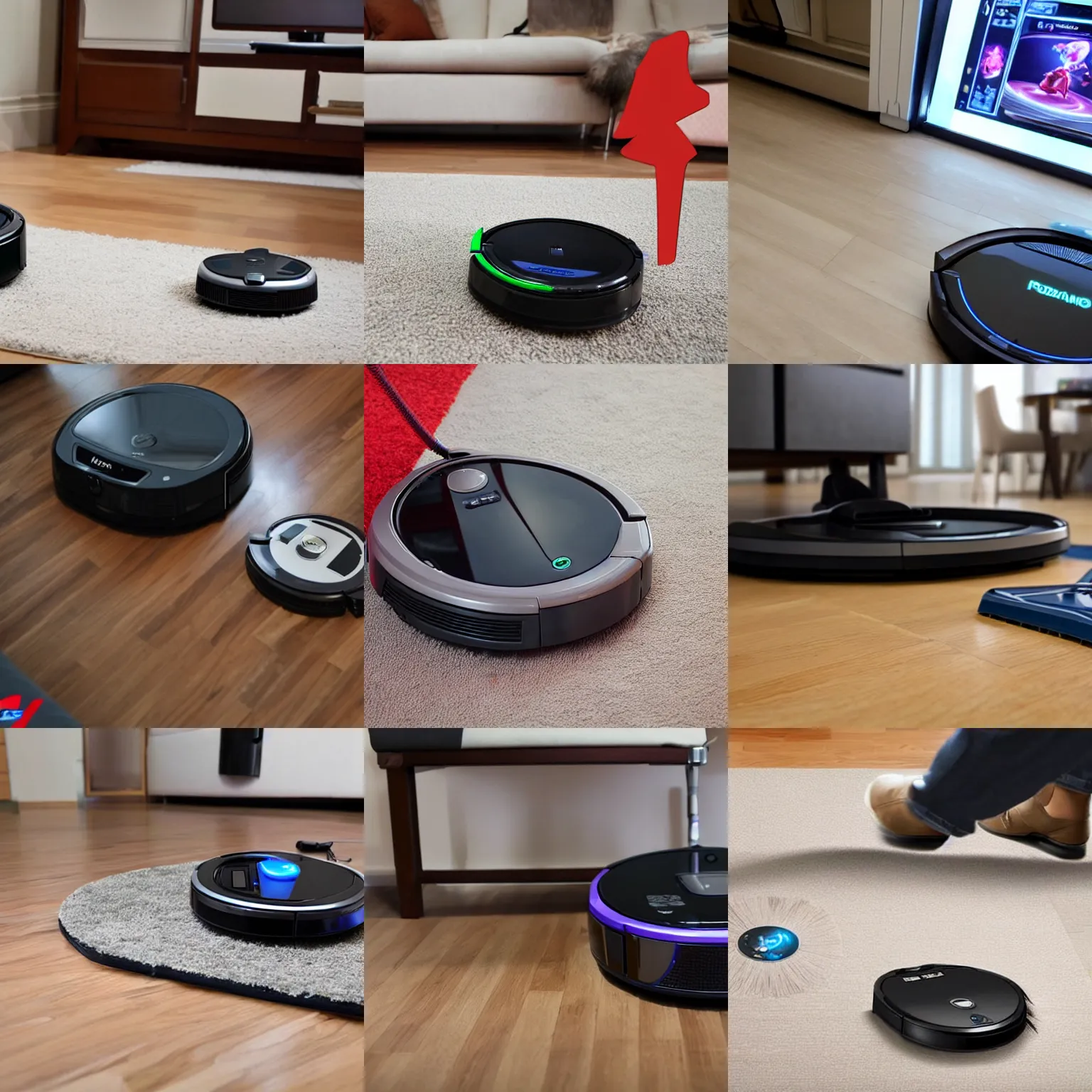 Prompt: Robot vacuum cleaner playing league of legends