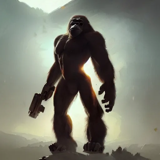 Image similar to 🦍🤖 digital Art, Greg rutkowski, Trending artstation,cinematic