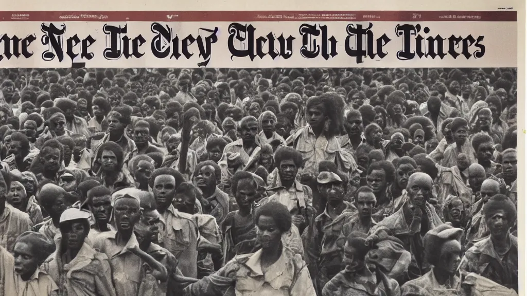 Prompt: 1 9 8 0 ethiopian civil war, in the cover of new york times, 8 k