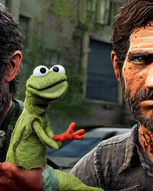 Prompt: the last of us as a muppet. highly detailed felt. hyper real photo. 4 k.