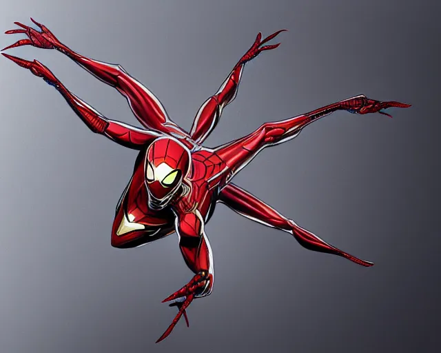 Image similar to photorealistic sketch of the mcu iron spider