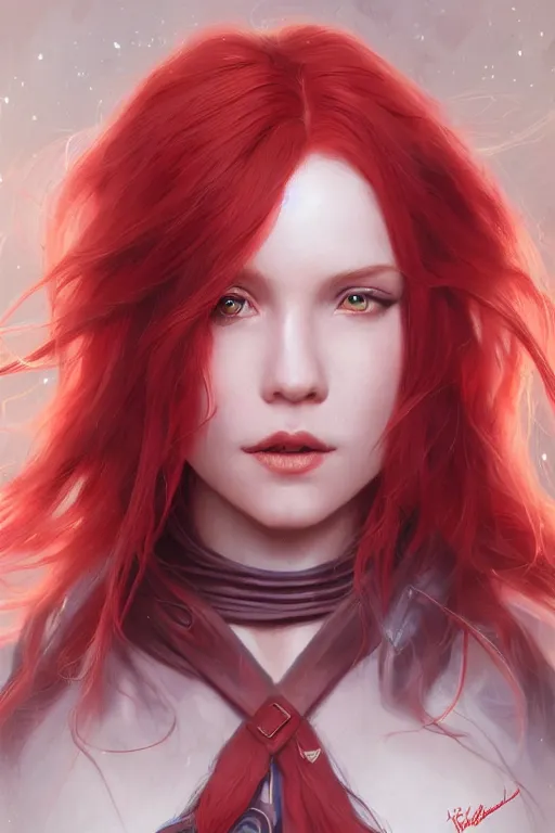 Prompt: beautiful cute red haired joyful and playful 1 9 year old girl, long hair, sci - fi, fantasy, intricate, elegant, digital painting, artstation, concept art, smooth, 8 k frostbite 3 engine, ultra detailed, art by artgerm and greg rutkowski and magali villeneuve