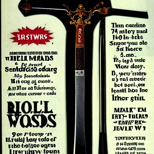 Image similar to magazine ad for swords