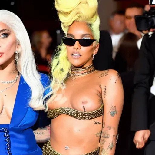 Image similar to lady gaga and Rihanna on the red carpet