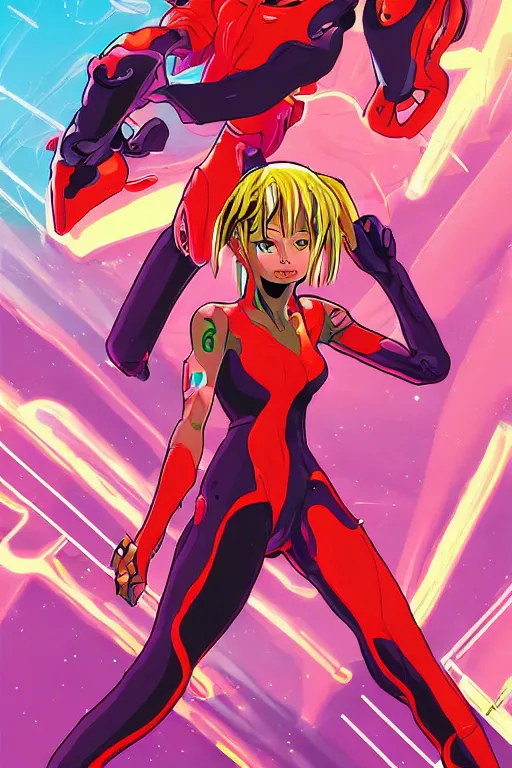 Image similar to a portrait of shakira as evangelion neon genesis, drawn by robbie trevino and dan mumford, poster, digital art, comic art, concept art