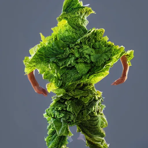 Image similar to a superhero made of cabbage with a colorful suit, photorealistic