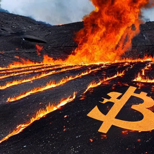 Prompt: bitcoin mining sets fire to the earth