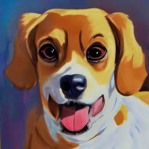 Prompt: painting of cute dog, full size, in style of studio ghibli, photorealistic