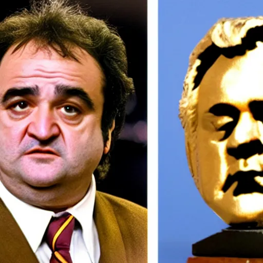 Prompt: john belushi with the face of prime minister gordon brown, wearing a tracksuit and huge gold medallions