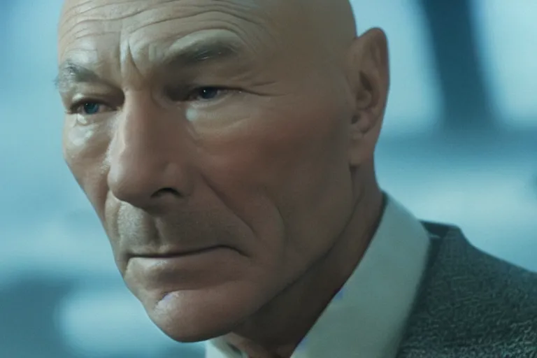 Prompt: film still, patrick stewart playing detective in blade runner, 8 k