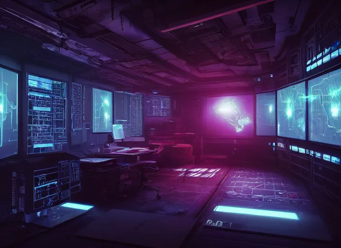 Image similar to a dimly lit room with a cyberpunk girl sat in the middle. a wall of televisions and computer screens showing images of aliens, planets and data. oscilloscope. cyberpunk vibes. sci - fi. realistic photography art. zack snyder. tooth wu and wlop and beeple and greg rutkowski. dslr. 8 k resolution. vray