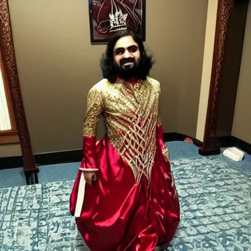 Prompt: Mutahar Anas dress as a fancy princess