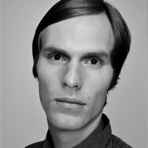 Image similar to A photograph portrait of Jerma985 with short-medium length hair a combover wearing early 1970s menswear in the early 1970s, taken in the early 1970s, grainy, taken on a 1970s Polaroid Camera, realistic, hyperrealistic, very realistic, highly detailed, very detailed, extremely detailed, detailed, digital art, trending on artstation, colorized photo