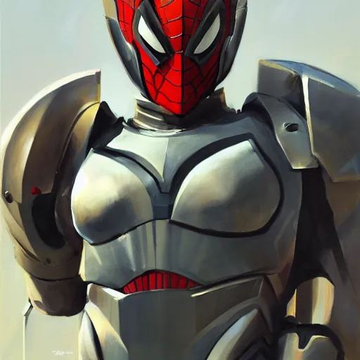 Image similar to greg manchess portrait painting of armored spiderman ultraman grey fox from metal gear cyborg gay japanese - american hybrid as overwatch character, medium shot, asymmetrical, profile picture, organic painting, sunny day, matte painting, bold shapes, hard edges, street art, trending on artstation, by huang guangjian and ail elvgren and sachin teng