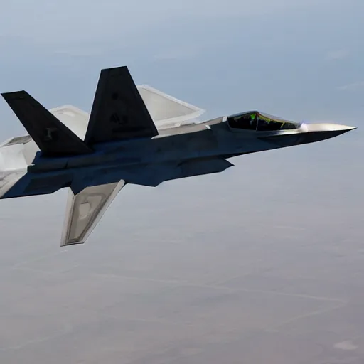 Image similar to f-22 raptor, battle-scared