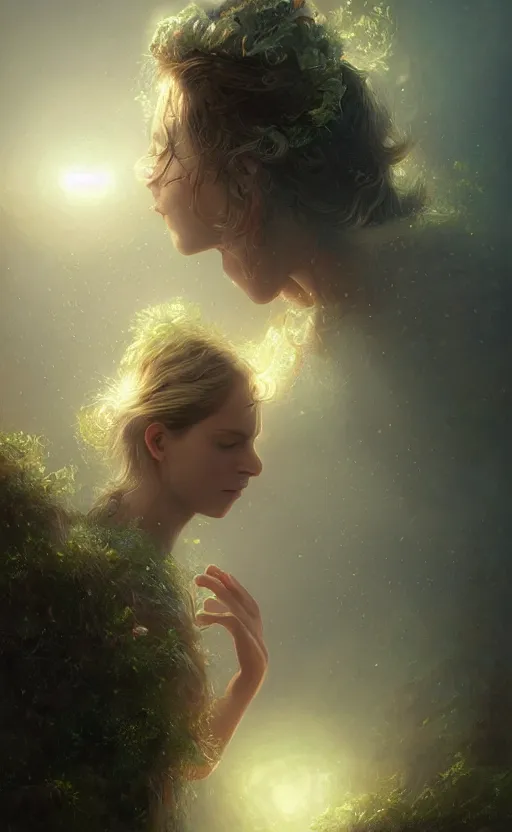 Image similar to first breath of life, sharp focus, intricate, elegant, digital painting, artstation, matte, highly detailed, concept art, illustration, volumetric lighting, bokeh light, art by greg olsen and liz lemon swindle