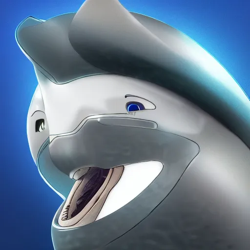 Prompt: robotic dolphin headshot profile picture, commission on FurAffinity, unreal engine