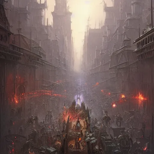 Image similar to a hoard of the dead about to take over a modern city, ultra detailed, fantasy illustration, by greg rutkowski