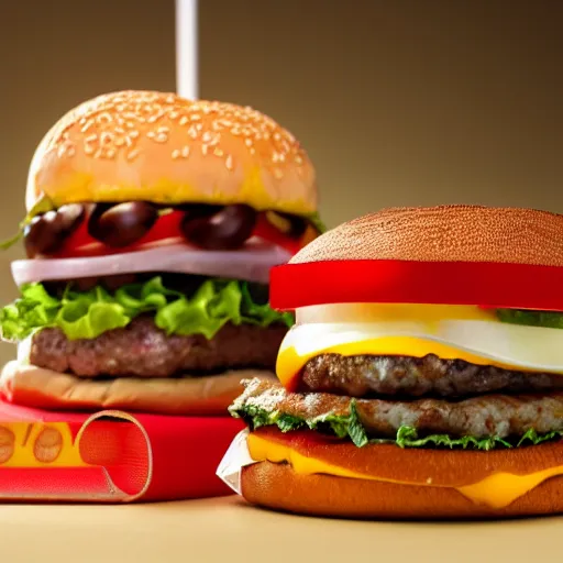 Image similar to knolling of a cheeseburger, photo