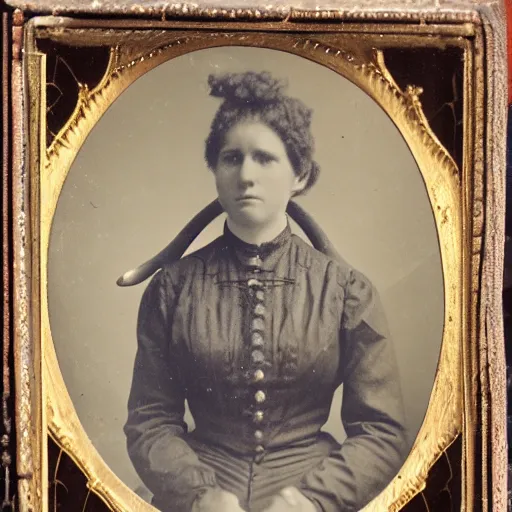 Image similar to Portrait of a 19th century woman with antlers, 1900s photography