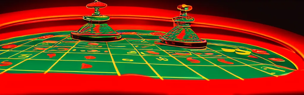 Image similar to web illustration of a casino wheel seen from top in a neon style