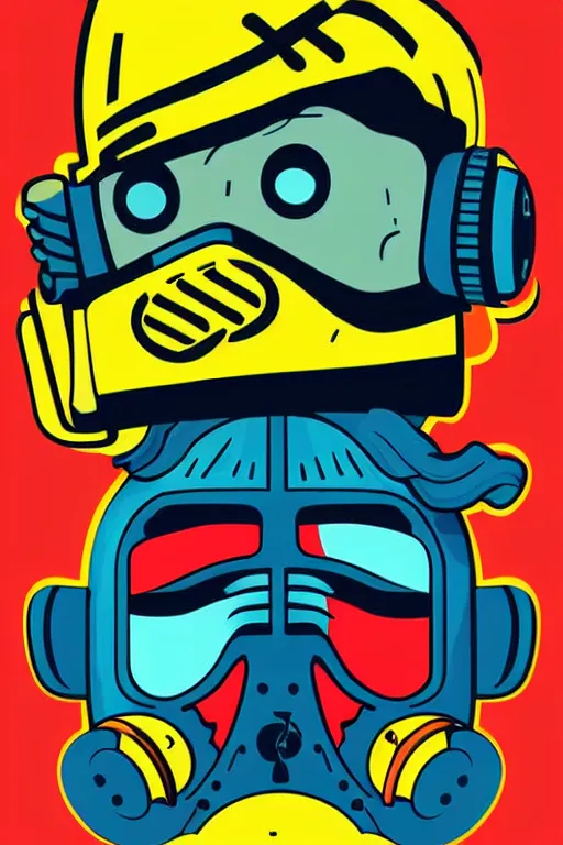 Image similar to fallout 7 6 retro futurist illustration art by butcher billy, sticker, colorful, illustration, highly detailed, simple, smooth and clean vector curves, no jagged lines, vector art, smooth andy warhol style