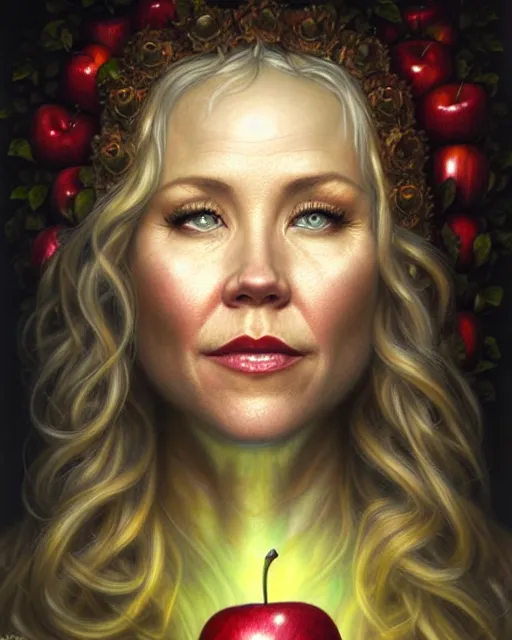 Image similar to detailed portrait of christina applegate apple!! gate! by tomasz alen kopera and peter mohrbacher and johanna martine! and margaret keane! coherent luminescent